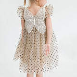 little girls black and tan tulle dress with lace butterfly