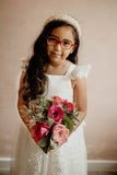 Little Girl's Bejeweled and Pearl Flower Girl Headband
