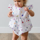 Infant Girls White Confetti Tulle Bubble Romper