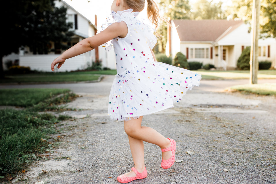 little girls multi color tulle party dress