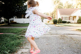 Little Girl's White Tulle Confetti Polka Dot Party Dress