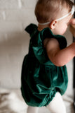 Infant Girl's Green Velvet Romper