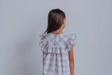 Little Girl's Gray-Beige Plaid Ruffle Cotton Dress
