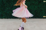 Little Girl's Pink Ombre Flutter Sleeve Tulle Dress