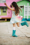 Little Girl's Tie Dye Ruffle Jersey Cotton Three Pocket Dress