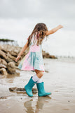 Little Girl's Tie Dye Ruffle Jersey Cotton Three Pocket Dress