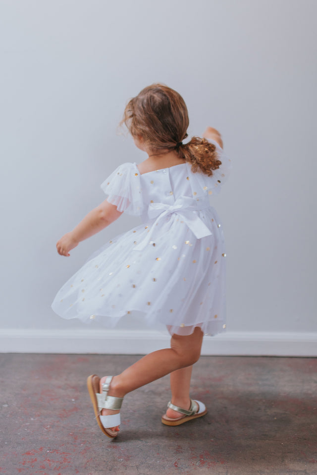 white flower girl dress