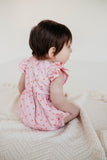 baby girl pink hearts valentines day bubble romper