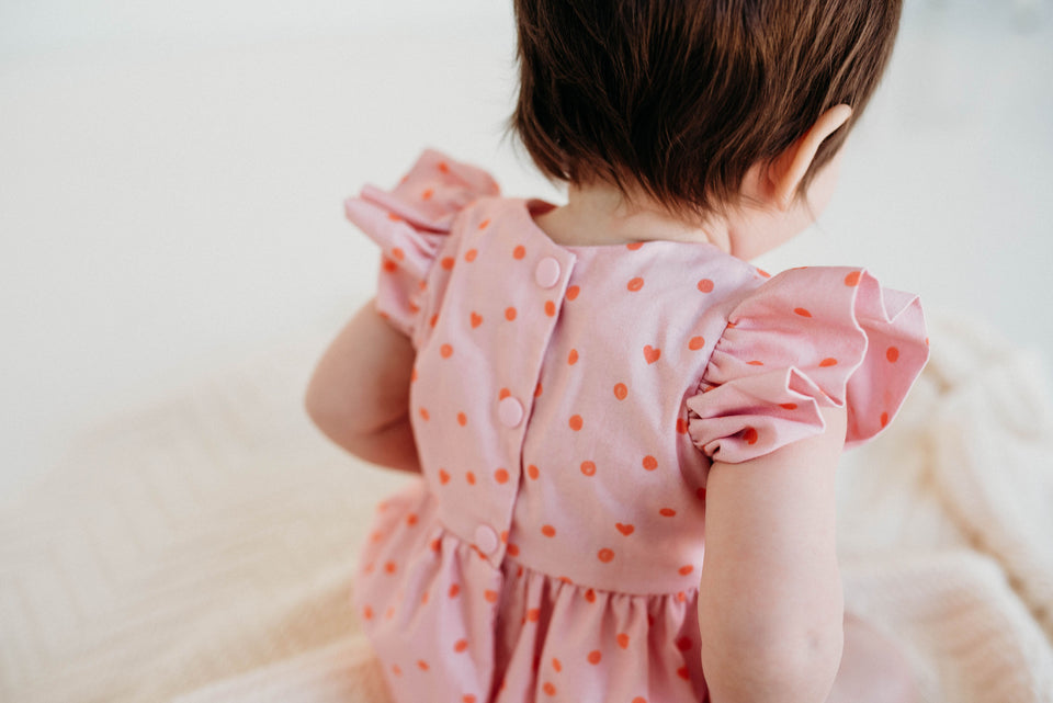 baby girl pink hearts valentines day bubble romper