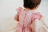 baby girl pink hearts valentines day bubble romper