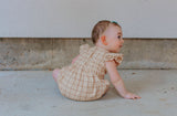 infant girls beige oatmeal color bubble romper