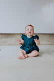 Infant Girl's Navy Stargazing Print Ruffle Sleeve Bubble Romper