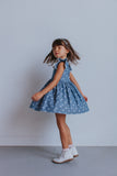 Little Girl's Chambray Star Print Cutout Dress