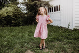 Little Girl's Pink Skull and Cross Bones Halloween Ruffle Dress