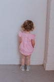 Infant Girl's Pink Swiss Dot Cotton Bubble Romper