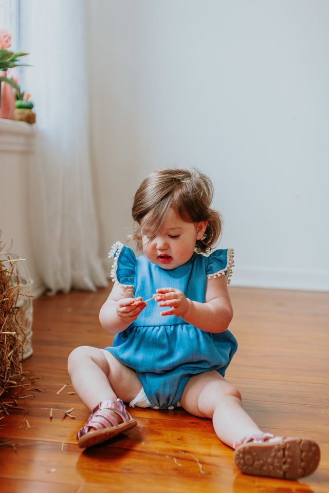 first birthday chambray cake smash romper