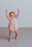 Infant Girl's Bright Pink Raindrop Cotton Bubble Romper