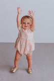 Infant Girl's Bright Pink Raindrop Cotton Bubble Romper