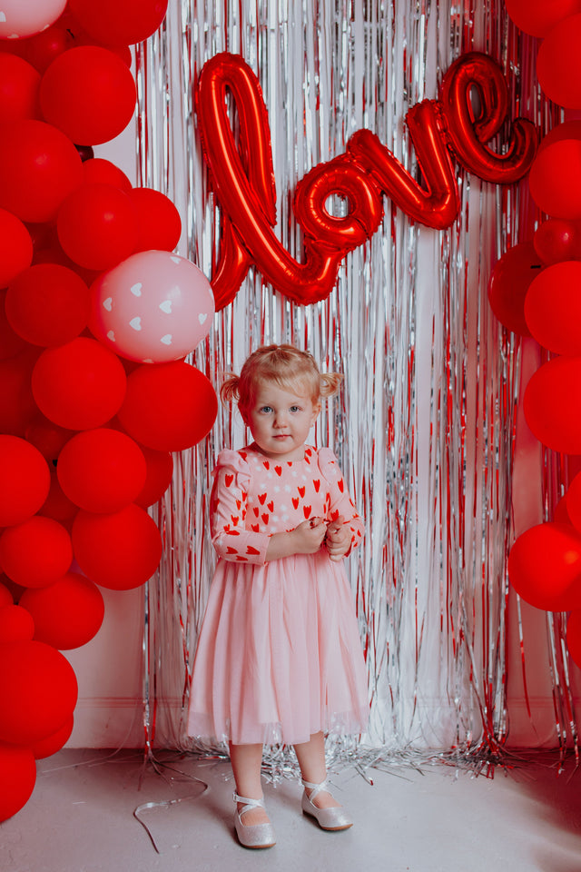 pink and red Valentine's Day heart dress