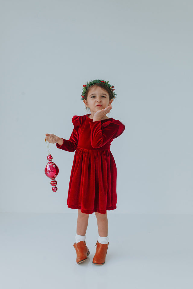 red velvet dress little girls
