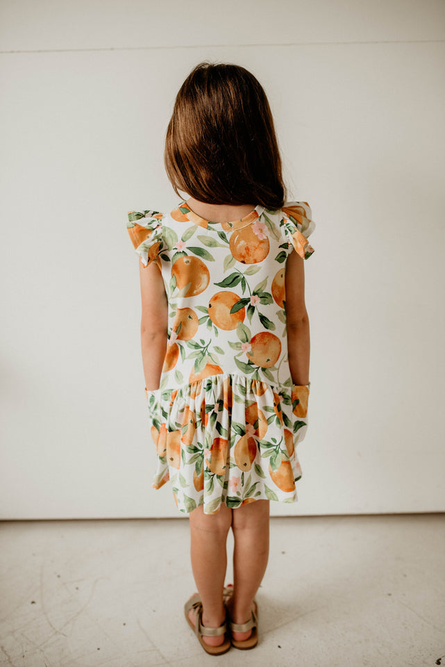 little girls orange one little cutie dress