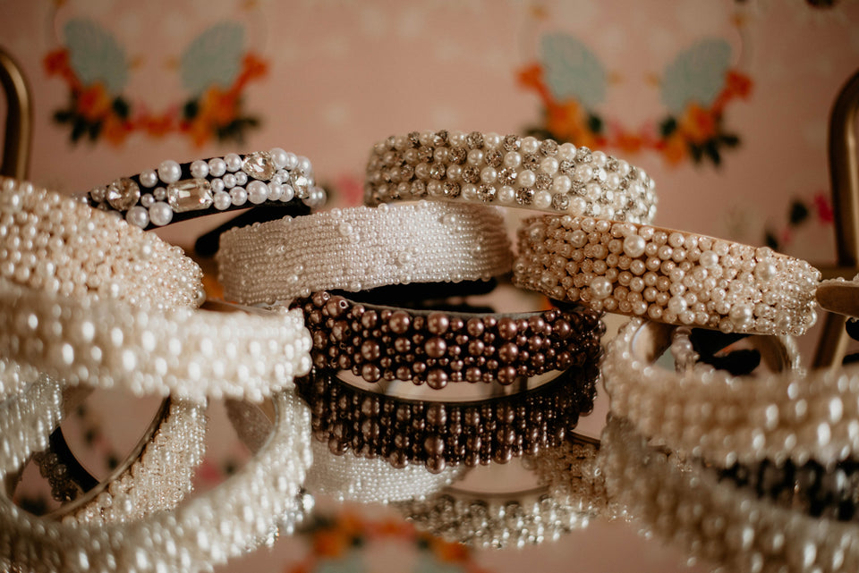 Little Girl's Bejeweled and Pearl Flower Girl Headband