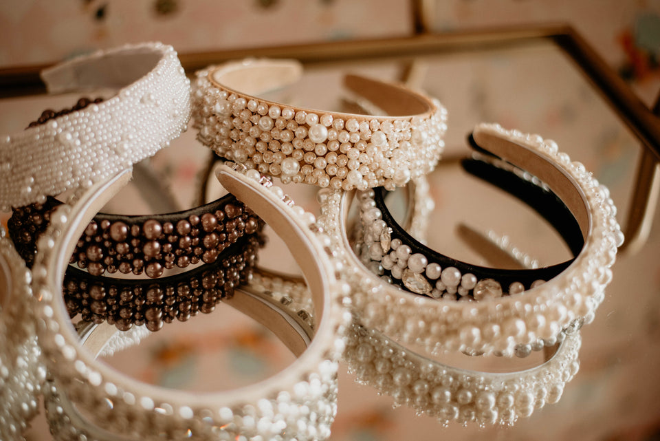 Little Girl's Bejeweled and Pearl Flower Girl Headband