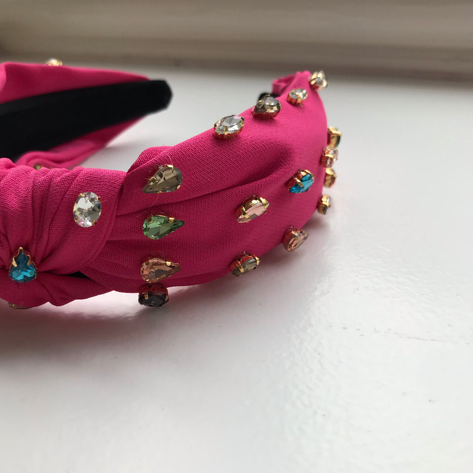 Little Girl's Bejeweled Rhinestone Knotted Turban Headband One Size
