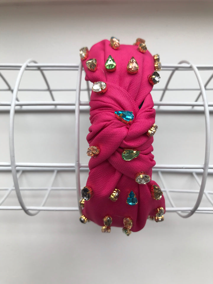 Little Girl's Bejeweled Rhinestone Knotted Turban Headband One Size