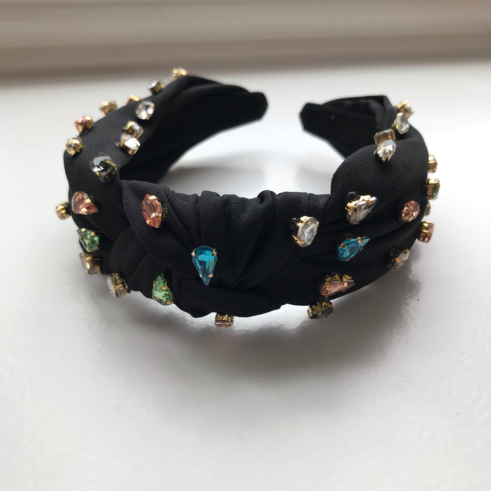 Little Girl's Bejeweled Rhinestone Knotted Turban Headband One Size