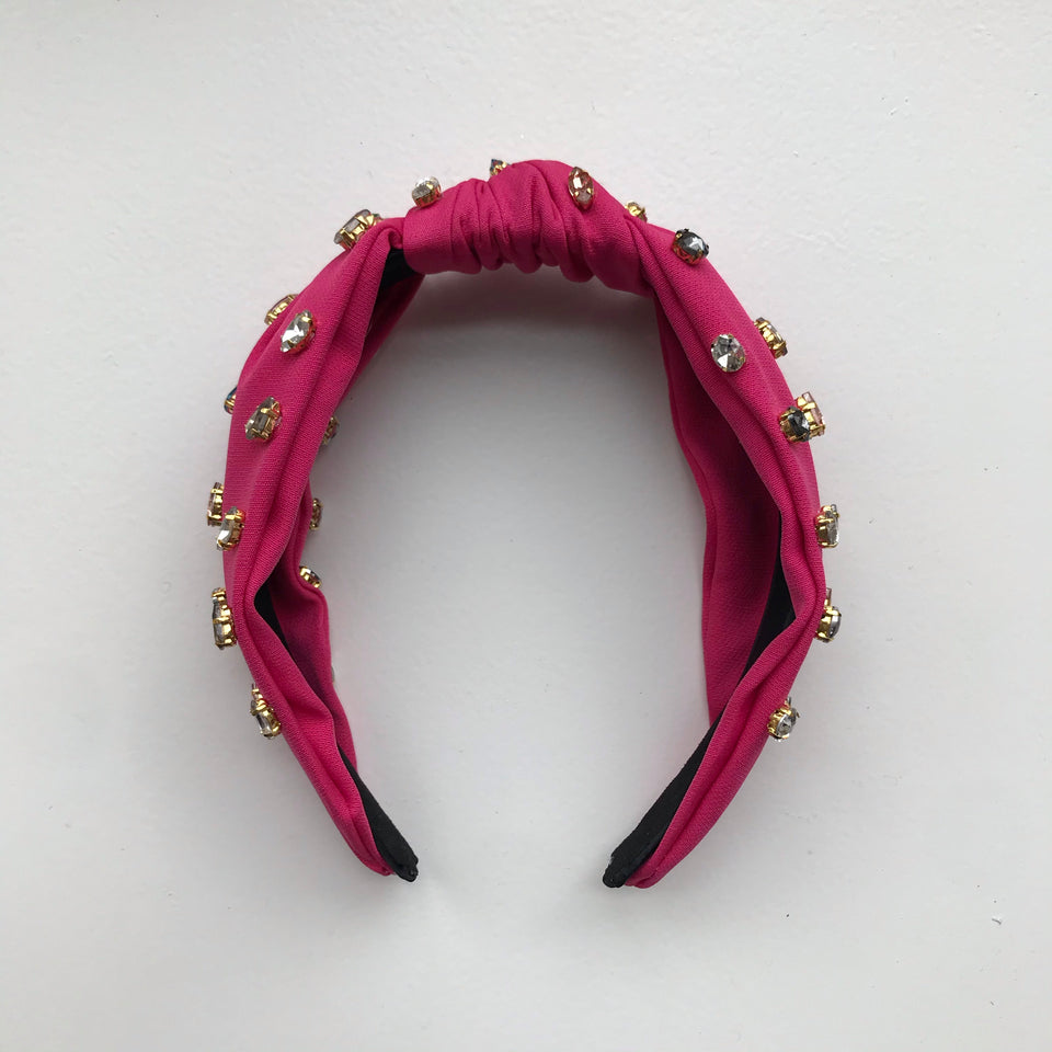 Little Girl's Bejeweled Rhinestone Knotted Turban Headband One Size