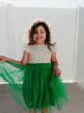 Little Girl's Kelly Green Rainbow Tulle Dress