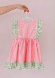 little girls pink and green dress