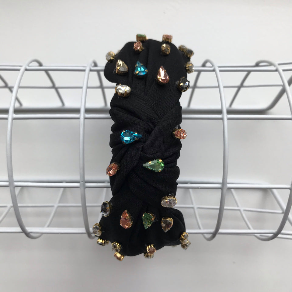 Little Girl's Bejeweled Rhinestone Knotted Turban Headband One Size