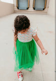 Little Girl's Kelly Green Rainbow Tulle Dress