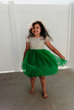 Little Girl's Kelly Green Rainbow Tulle Dress
