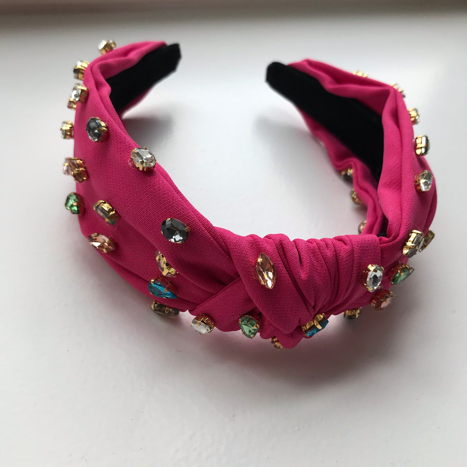 Little Girl's Bejeweled Rhinestone Knotted Turban Headband One Size