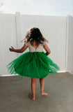 Little Girl's Kelly Green Rainbow Tulle Dress