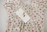 Infant Girl's Red and White Ditsy Floral Cotton Bubble Romper