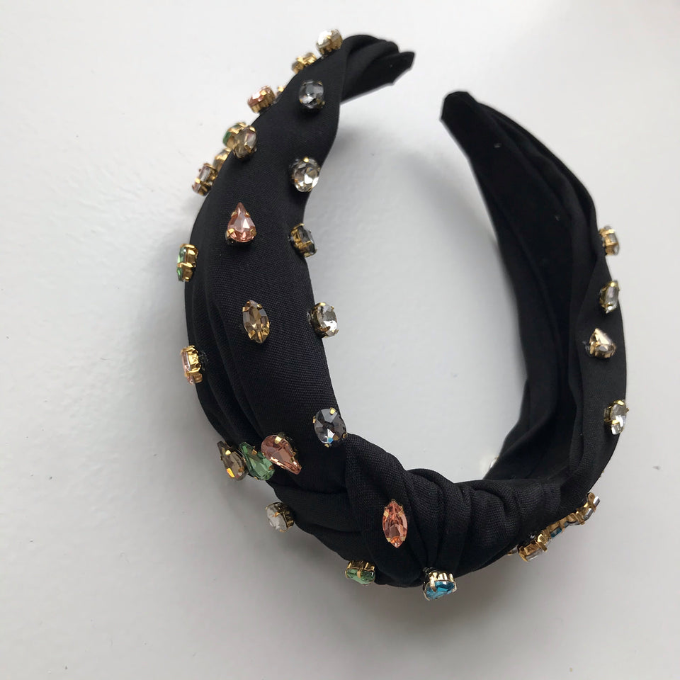 Little Girl's Bejeweled Rhinestone Knotted Turban Headband One Size