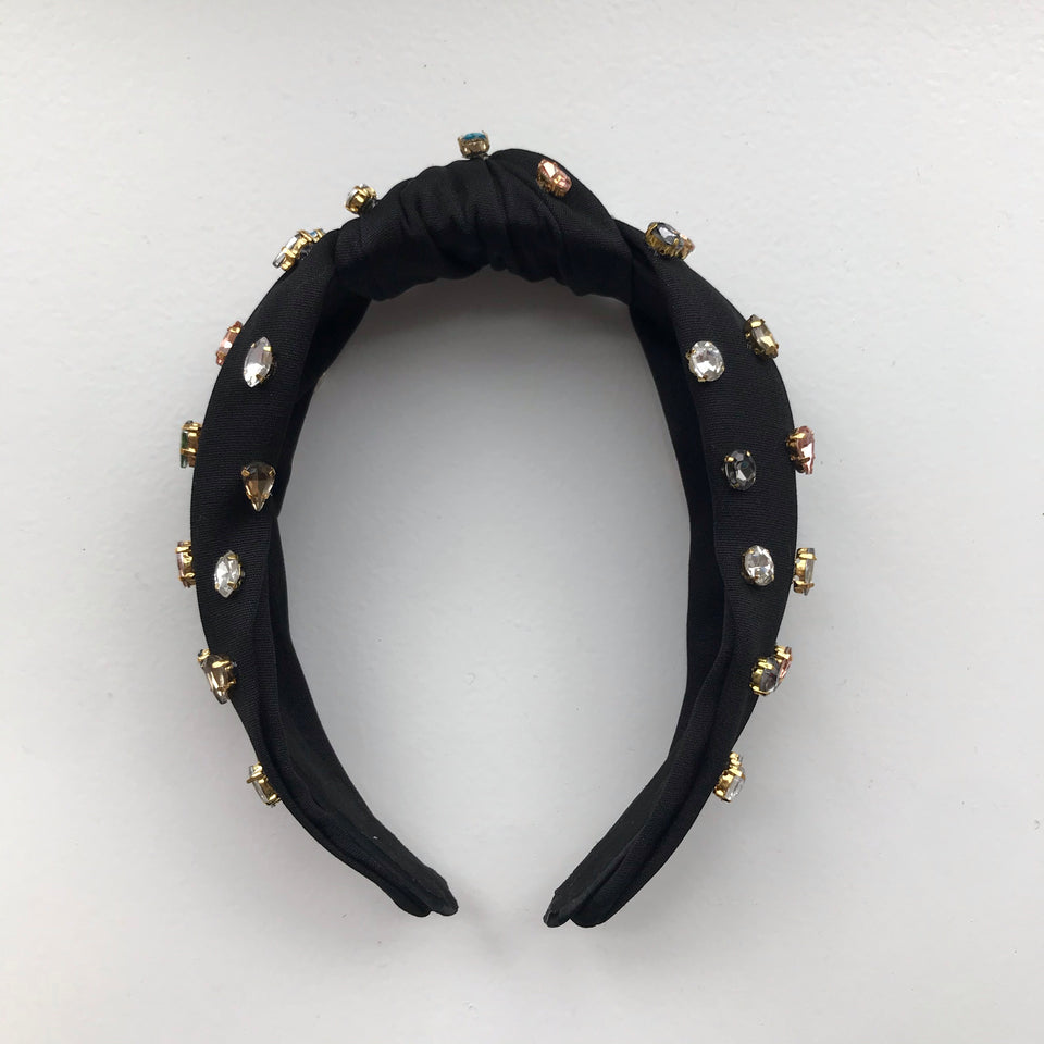 Little Girl's Bejeweled Rhinestone Knotted Turban Headband One Size