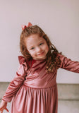 little girls pink velvet dress