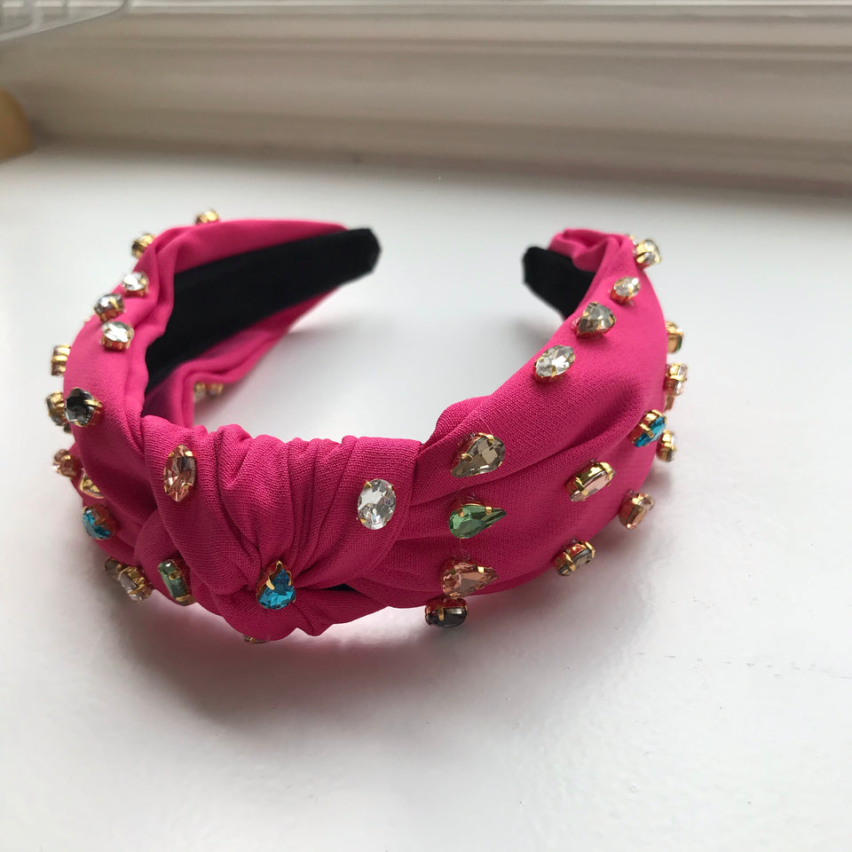 Little Girl's Bejeweled Rhinestone Knotted Turban Headband One Size