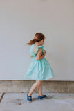 Little Girl's Mint Green Cotton Vintage Inspired Pinafore Dress
