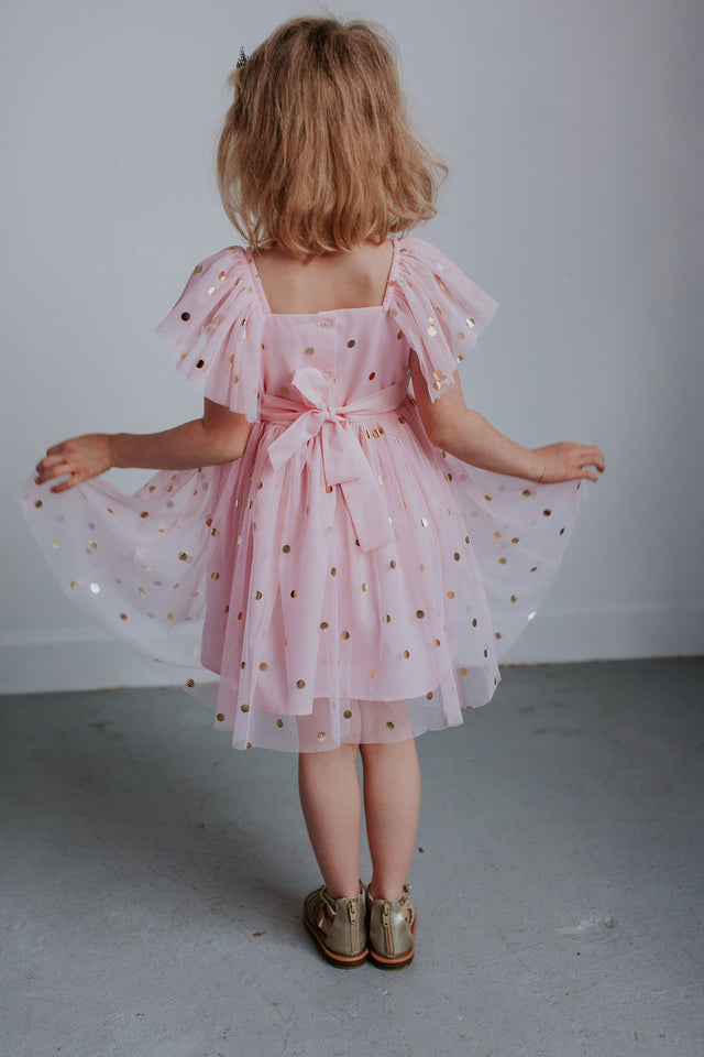 little girls pink tulle dress