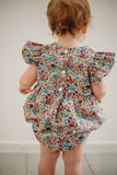 Infant Girl's Purple Calico Floral Bubble Romper