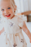Infant Girl's Ivory Soft Tulle Lace Sequined Stars Bubble Romper