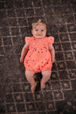 infant girls coral orange confetti tulle bubble romoer