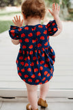 Infant Girl's Red and Blue Apple Print Bubble Romper