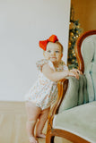 infant girls ditsy candy cane print christmas bubble romper